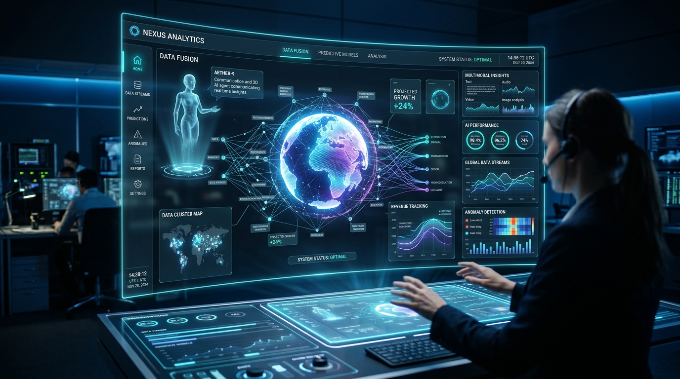 Futuristic enterprise dashboard powered by Google Gemini multimodal AI at LORD Studio